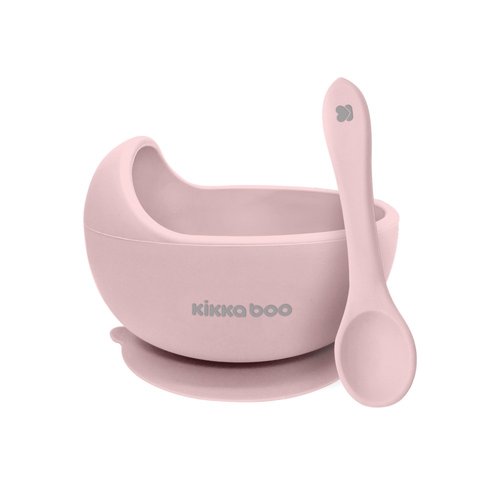 Kikkaboo bol silicona con cuchara rosa