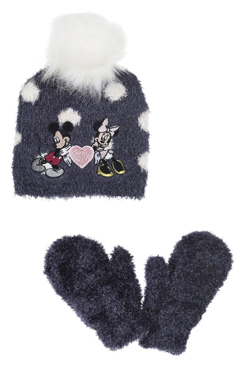 Disney gorro+manoplas Minnie gris pizarra