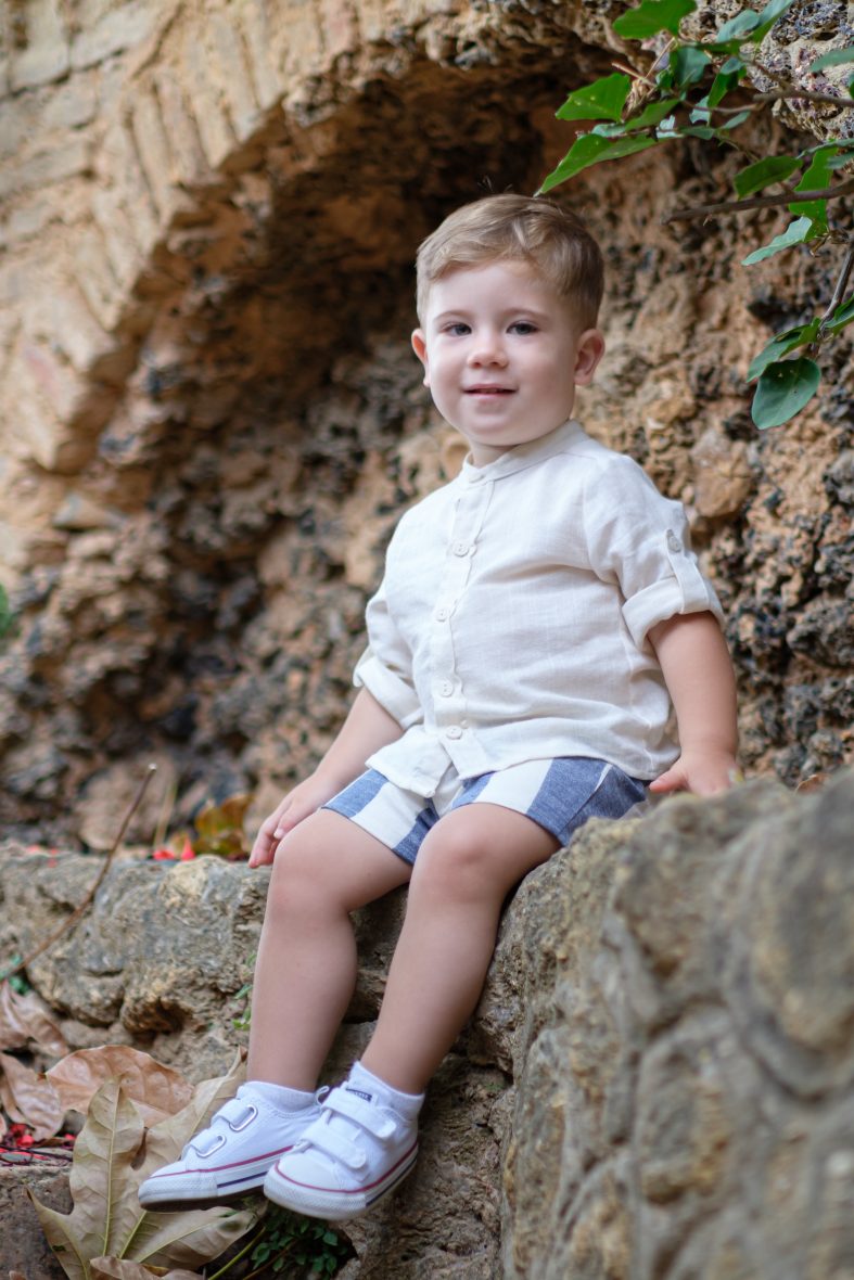 Vera conjunto niño raya ancha azul