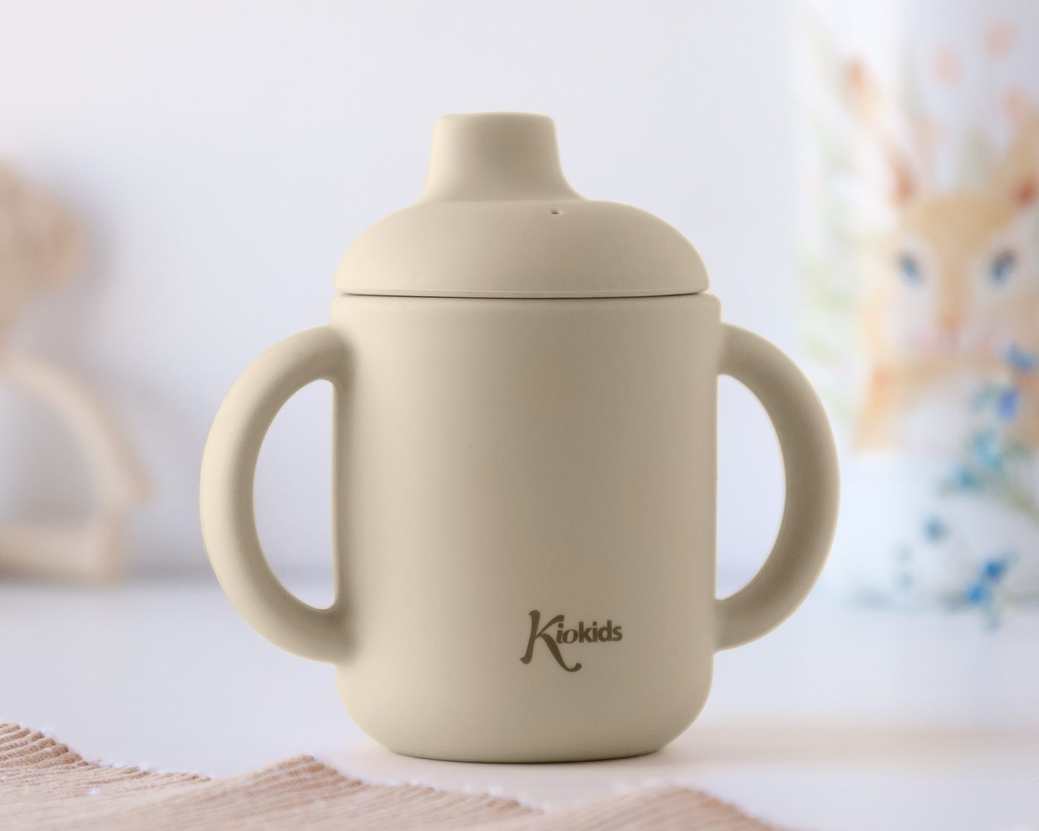 Kiokids taza 120ml silicona beig