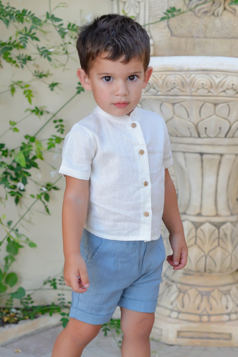 Pequeños Piratas conjunto niño lino azul