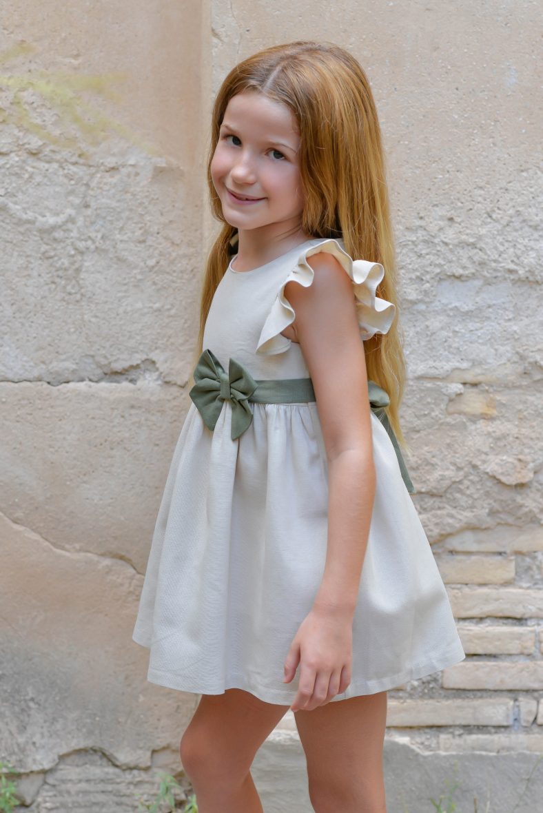 Pequeños Piratas vestido lino oliva